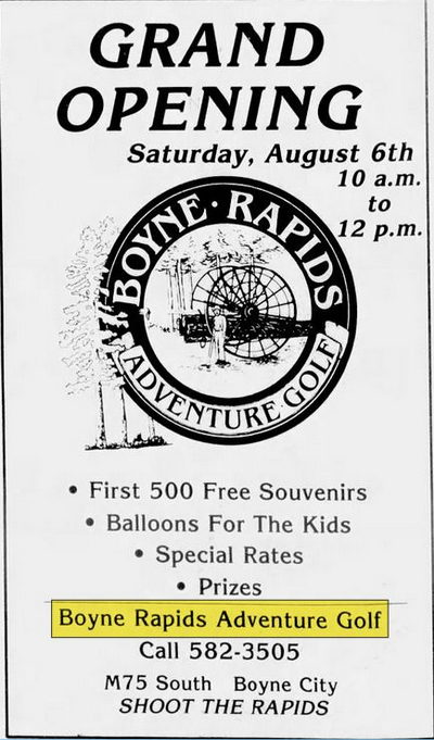 Boyne Rapids Adventure Golf - Aug 4 1988 Opening Ad